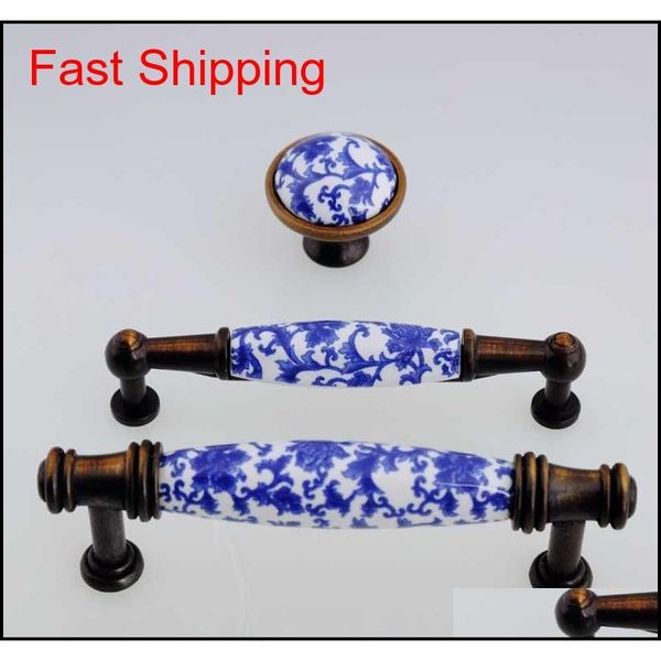 

european 96mm bronze dresser white and blue drawer cabinet pull blue flower ceramic handle fu qylxmg bdenet