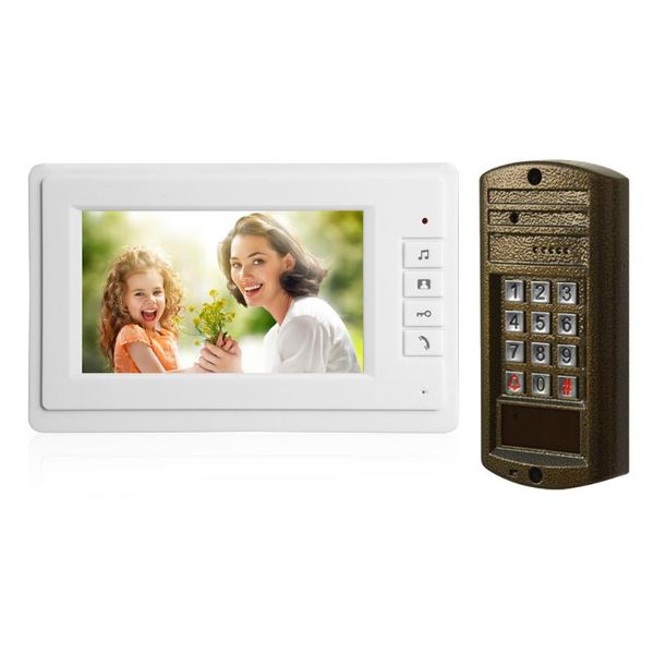 

1set smart home door bell 7 inch lcd monitor wire video door phone security alarm access intercom system talk-back