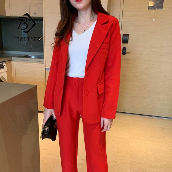 

women's pants suit office lady two pieces sets solid red elegant single breasted blazers and full length trousers sales s96404z1, White;black