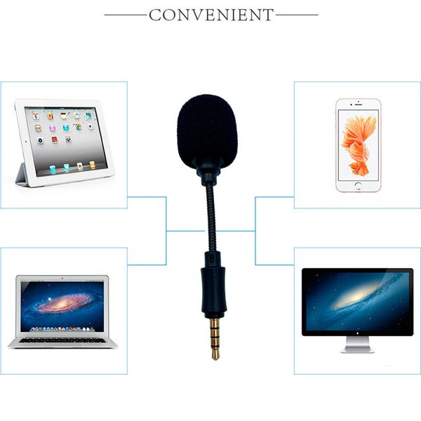 Mini microfone de capacitância com conector de 3,5 mm para celular, computador, laptop, notebook, alto-falante, rosca/mono/estéreo/microfone de 4 polos
