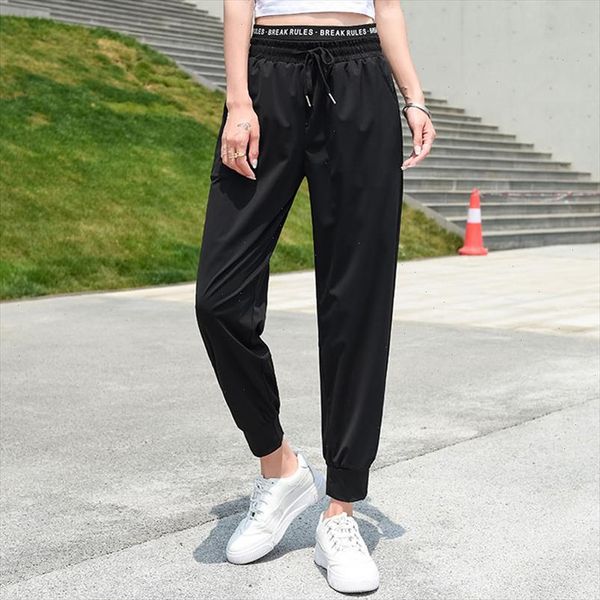 

summer thin sweatpants trousers women hip hop loose jogger mujer sporting elastic waist black casual streetwear pants, Black;white