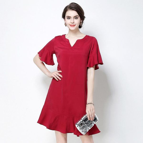 

2018 summer new produc women's high-end genuine copper ammonia short-sleeved dress1, Black;gray