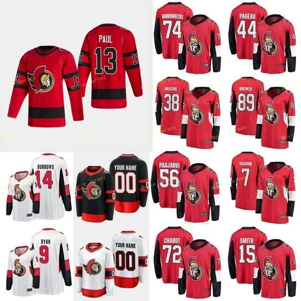 

2021 reverse retro ottawa senators jerseys tkachuk brady watson austin white colin wolanin christian zaitsev nikita men custom stitched, Black;red