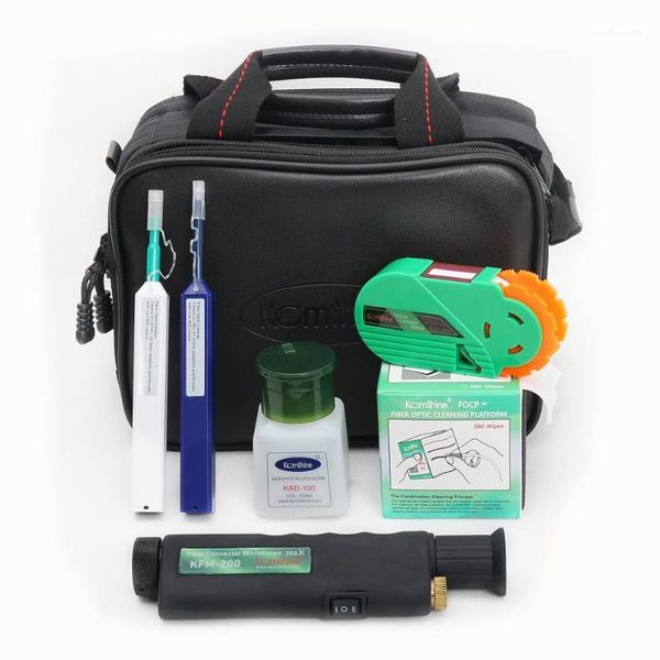 

fiber optic equipment ftth optical cleaning tool kit kci-6e , kci-8e include pen, cassette cleaner, wipes and microscope1