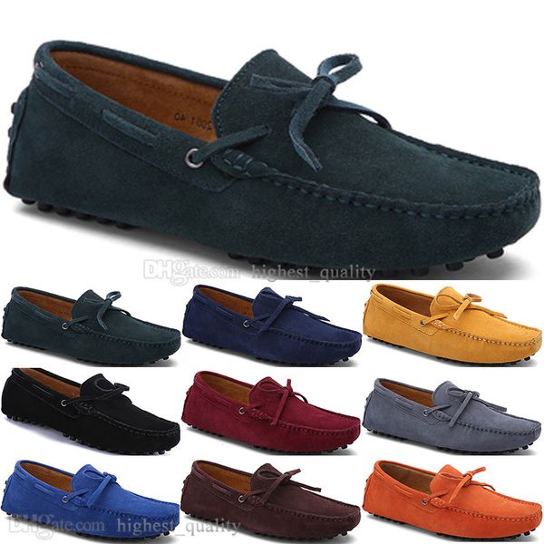 240 New Fashion mens Scarpe casual in pelle Stile britannico primavera Coppia Genuine Peas Scrub uomo Drive Lazy man soprascarpe outdoor comodo traspirante nero giallo