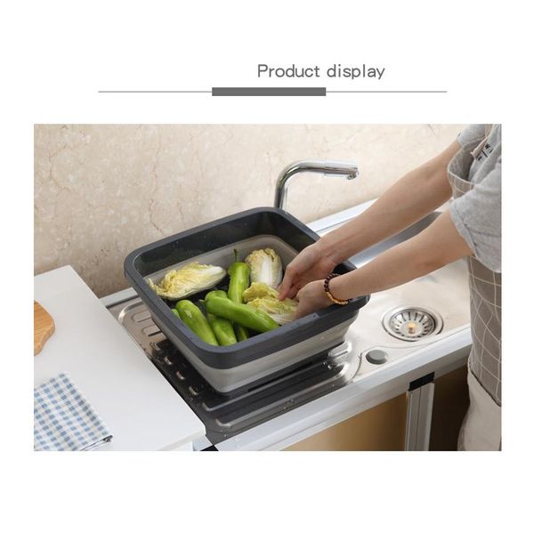 

portable folding bucket foldable basin fishing camping car wash bucket vegetable fruit basin household kitchen cleaning sqceii