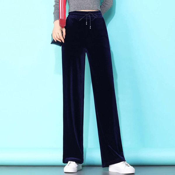 

women's wide leg pants gold veet spring and autumn high waist drop loose straight tube students mopping down feeling thin casual, Black;gray