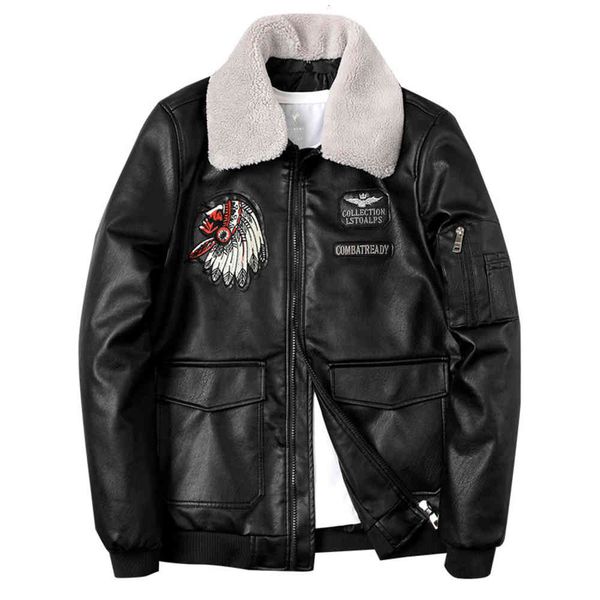 

new men's leather jacket american pu winter cotton thickened motorcycle, Black