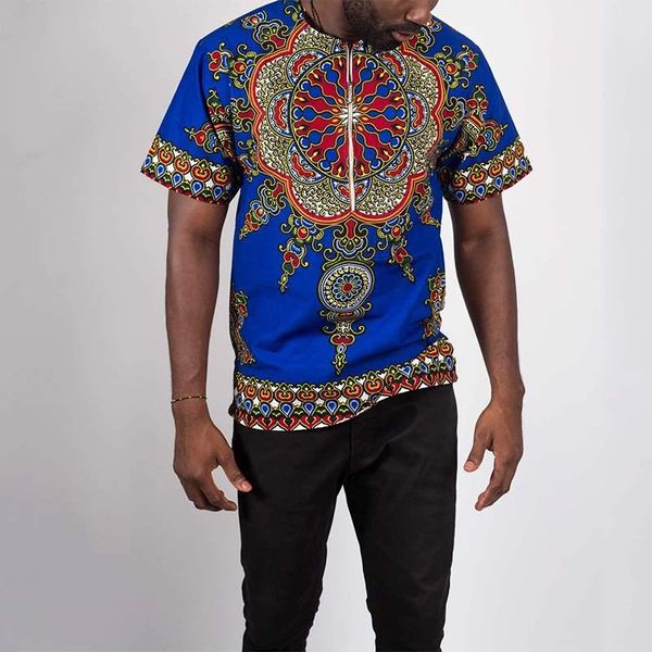 

incerun мода африканская рубашка мужчины dashiki этнический стиль printed с коротким рукавом лето zipper casual tops мужские рубашки африка, Red