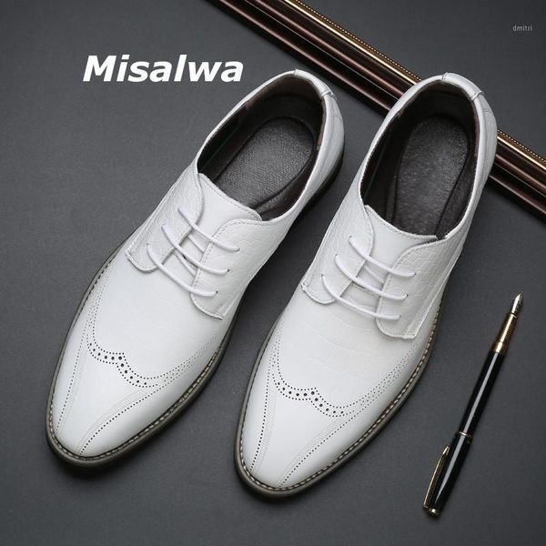 

misalwa white brogue men casual formal shoes dropshipping 37 to 48 size oxford pu leather dress shoes party gentleman british1, Black