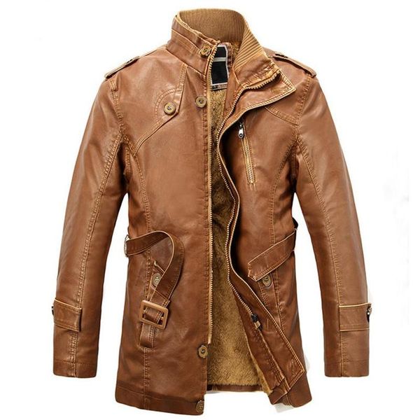 

2021 warm autumn and winter warm men's leather jackets motorcycle jacket coat ing, Black