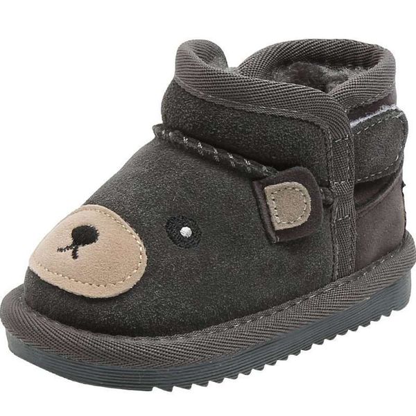 

1-3 years children' old winter plush and thickened infant soft soled walking cotton sho boys' warm snow boots 2, Black;grey