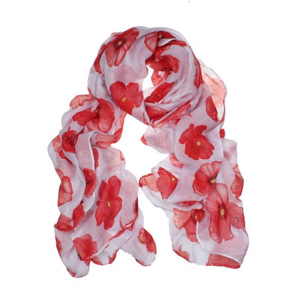 

chamsgend newly design fashion red poppy scarf print long scarves flower beach wrap ladies stole shawl, Blue;gray