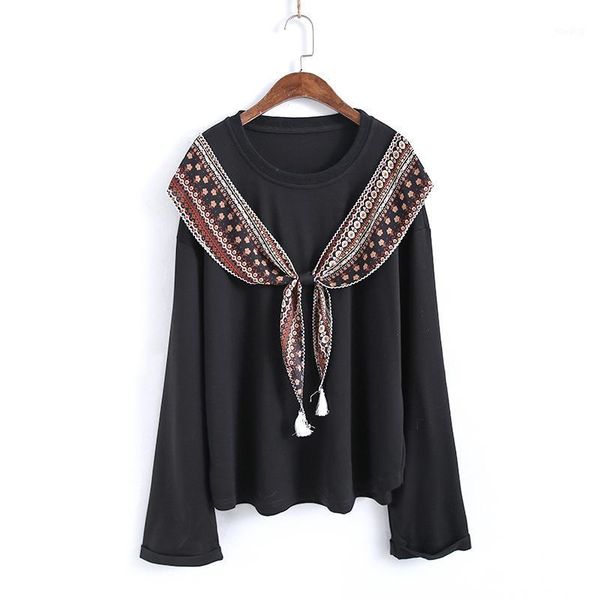 

new spring funny t shirt retro bow decoration o neck t shirts1, White