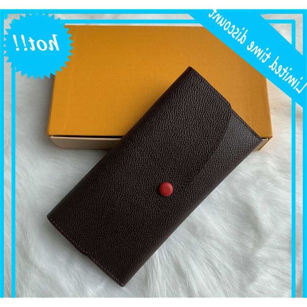 

wholesale 9 colors with orange box fashion designer zipper pocke women classic brown leather wallet lady long purse m60697