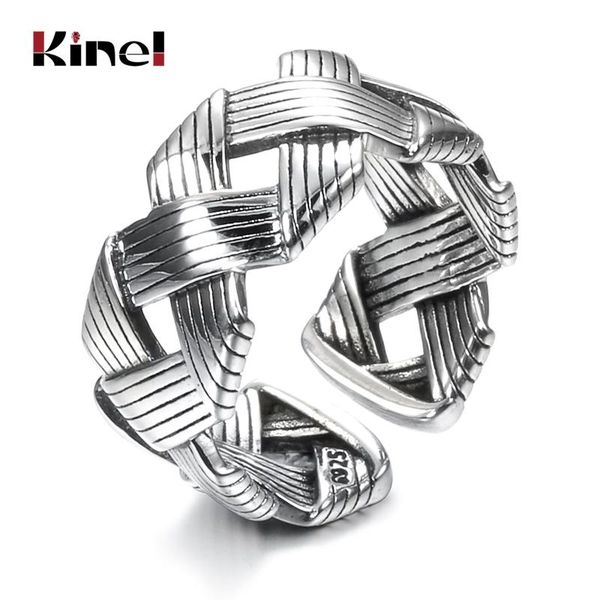

kinel 925 sterling silver rings for women jewelry hollow vintage wedding brand gift fine jewelry wholesale, Golden;silver