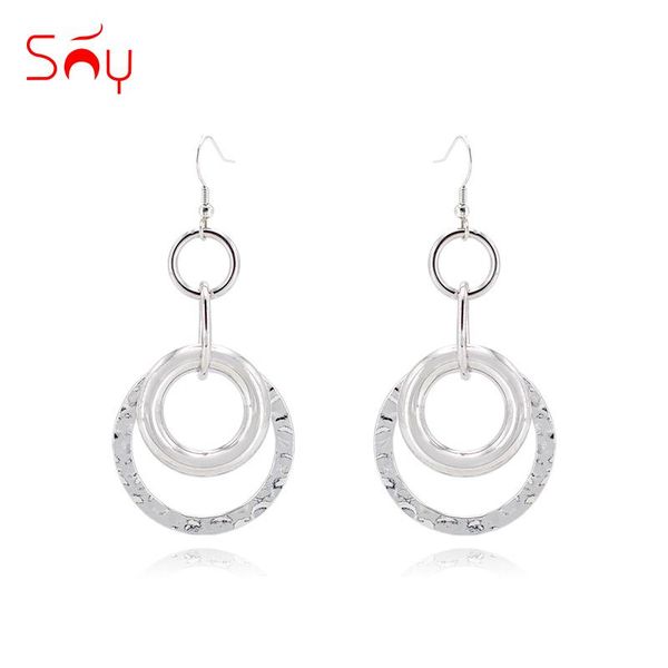 

hoop & huggie sunny jewelry fashion 2021 earrings for women double round party wedding anniversary daily wear, Golden;silver