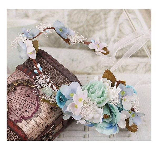 

real flower wedding flower wreath bridal headdress ornament flower crown hairband korean hair accessories adjustable jllmmo