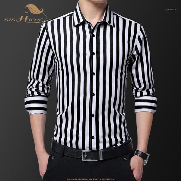 

sishion autumn plaid shirts trend clothes 2020 new slim fit office work smart casual men shirts male sp03311, White;black