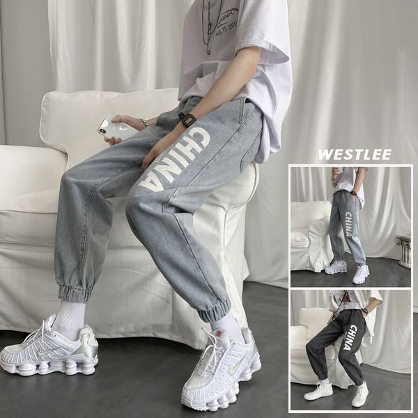 

корсет мужских джинсов джинсы осень мода новый capris модный и универсальный корейской версия harlem брюки мужской рыхлый rigia, Blue