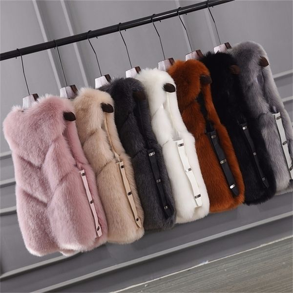 

fashion v-neck short faux fur vest new arrival thick warm winter jacket women wholesale price 201211, Black