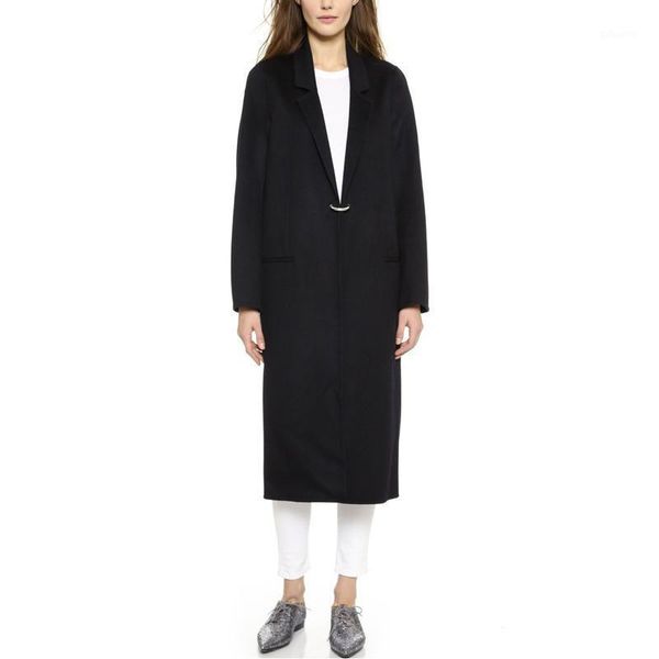 

savabien 2020 high street winter coat women elegant loose belted beige wool blend coat office lady overcoat long female coats1, Black