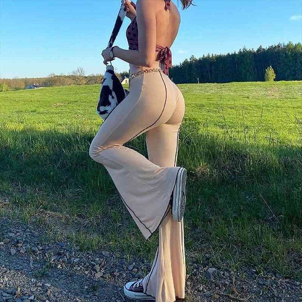 

yiyimiyu khaki vintage y2k joggers women harajuku flare pants slim high waist e girl aesthetic trousers female 90s sweatpants, Black;white