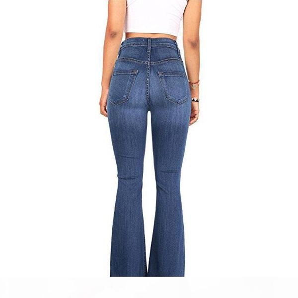 

womens stretch skinny jeans pants slim jeggings high waist pencil pants wide leg jean trousers ing, Blue