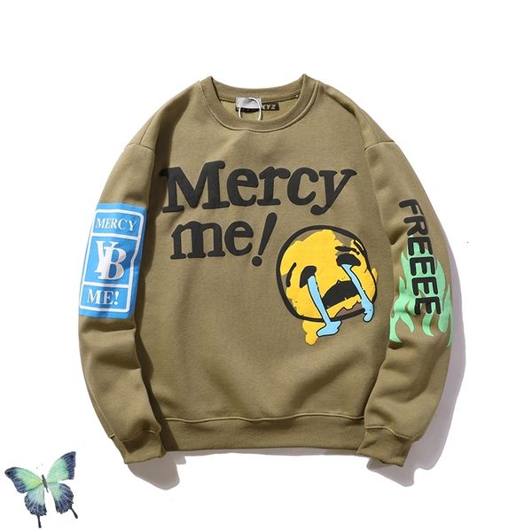 

2021 new autumn winter crying face print crew neck sweater men women casual kanye limited love heart foam printing sweatshirt 3nlj, Black