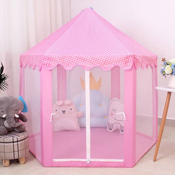 Tenda giocattolo per bambini Tenda portatile pieghevole Prince Princess Bambini Castle Play House Regalo per bambini Tenda da spiaggia all'aperto con cerniera Regali per ragazze LJ200923