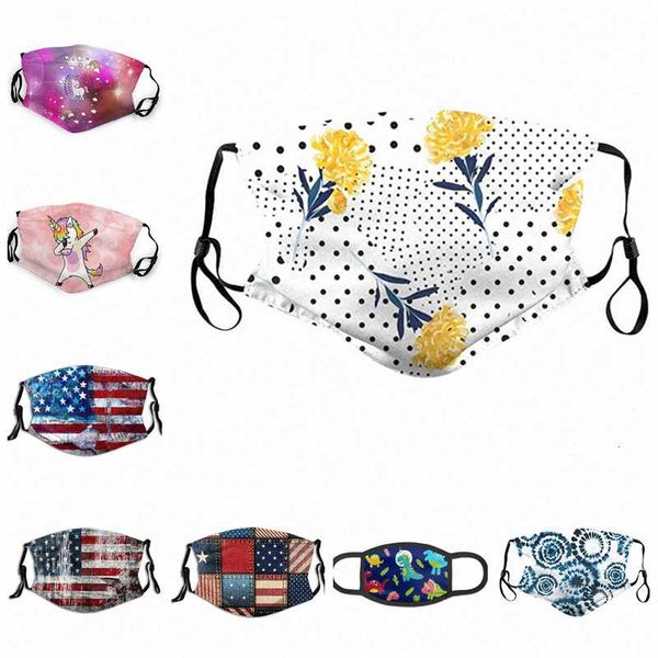 

usa 3d dustproof flag unicorn cotton mask adjustable protective face reusable masks yya230 60pcs lhzg#