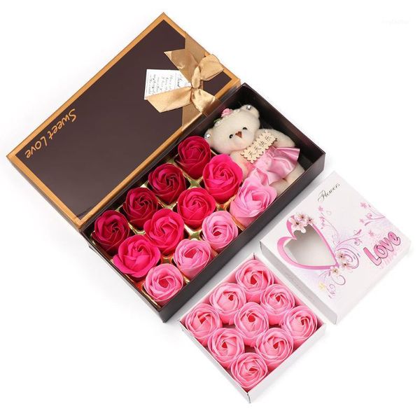 

decorative flowers & wreaths 1 box soap rose flower creative gradient color simulation petal bath body set wedding party festival decoration