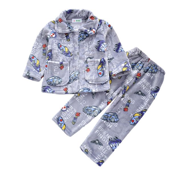 

warmed for winter pijamas kids flannel pijama set baby boy girl cartoon printing pajamas children sleepwear infant pajamas y200704, Blue;red