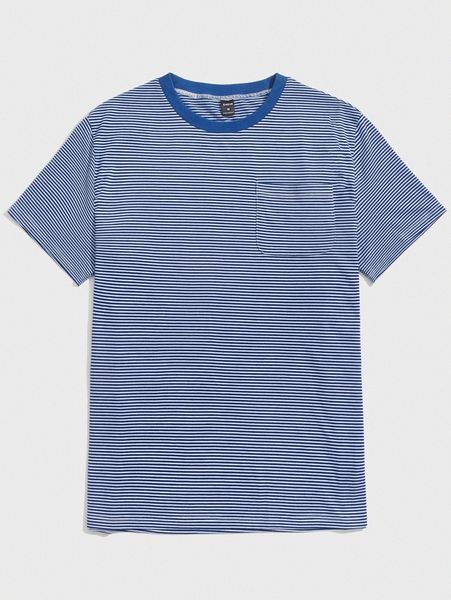 

men striped print pocket patched tee y9qp#, White;black