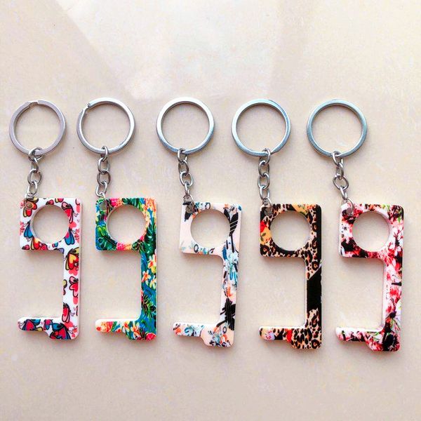 

household protective epidemic key chain acrylic tassel pendant contactless elevator key isolation edc door opener press elevator tool 98 j2