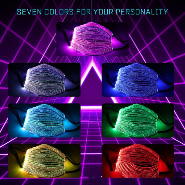 

multicolor fashion glowing mask pm2.5 luminous led washable reuseable design face masks for christmas party festival masquerade mask ty77