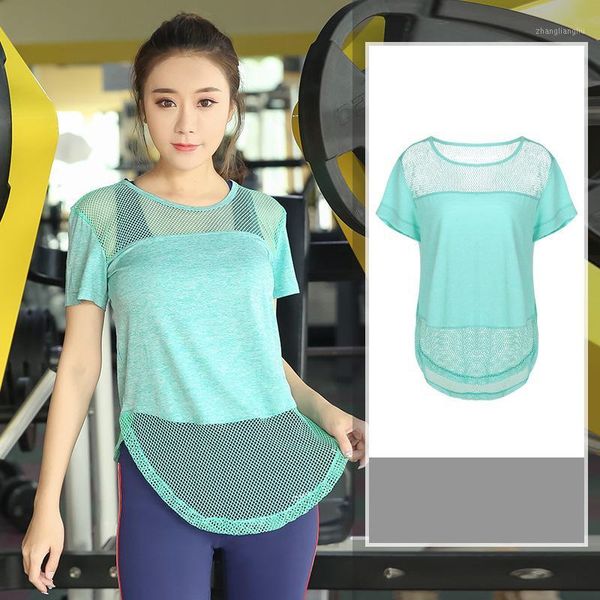 

yoga outfits plus size l-xxxxl women sport t-shirt fitness crop shirts short sleeve workout mesh running sportswear1, White;red