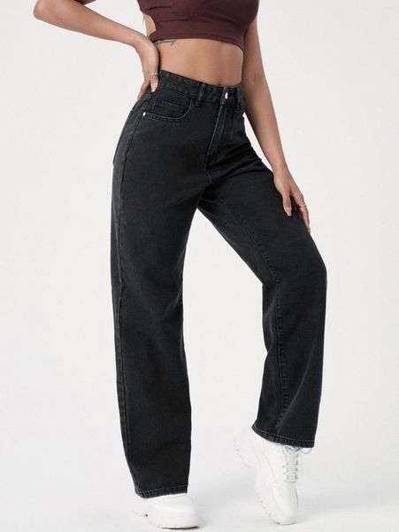 

high waist slant pocket jeans h0py#, Blue