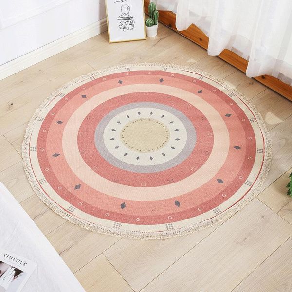 

carpets nordic vintage handmade round bedroom floor mat with tassel computer yoga chair hanging basket area rug baby play mat1