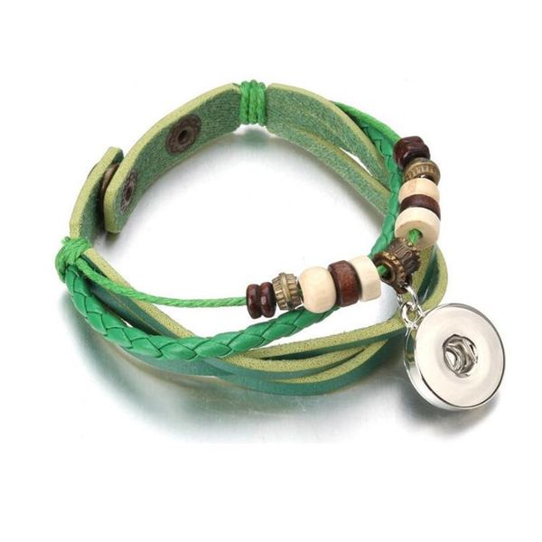 

black brown retro leather snap bracelet vintage leather bracelet & bangle fit 18mm snap button bracelet for men bbyogs, Golden;silver