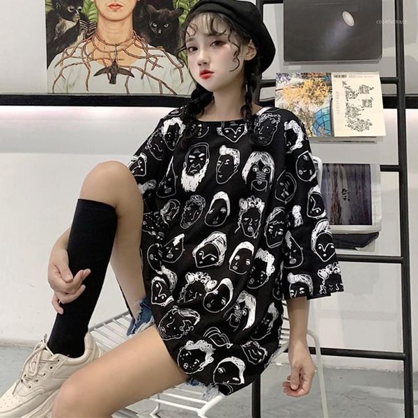 

new fashion elegant korean style t-shirts women loose short sleeve o neck graphic print tshirt ladies tee oversize clothes1, White