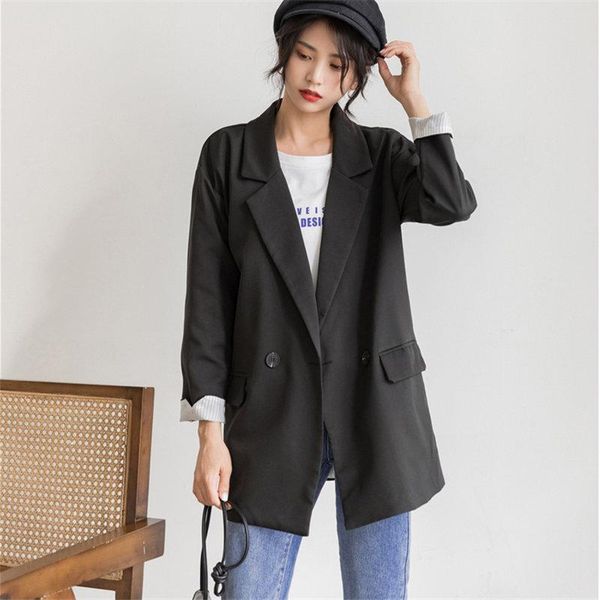 

hzirip black thin casual office ladies feminine korea 2020 new high street loose women fresh elegant stylish large size blazers, White;black