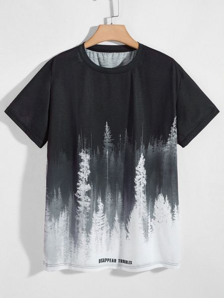 

men letter and tree print tee l1is#, White;black