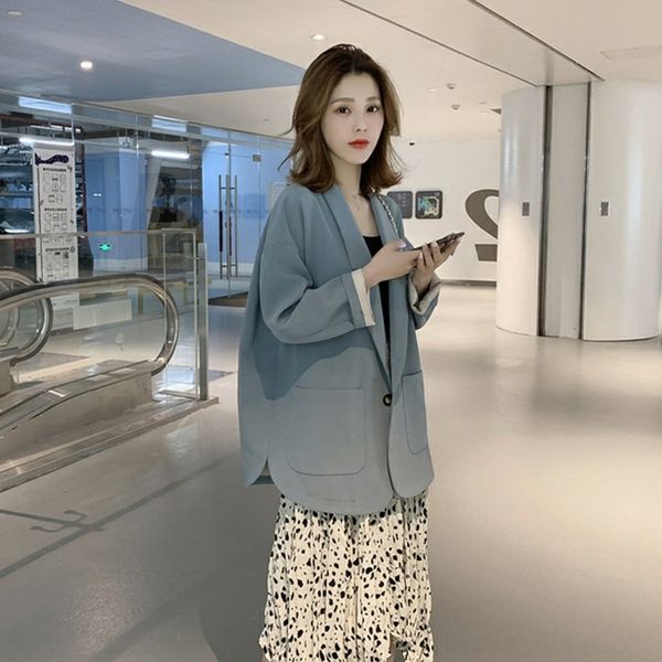 

gvqrb spring fat 2019 mm new floral women's knitting coat coatkorean style large style versatile suit coat foreign skirt suit hfbte, Gray