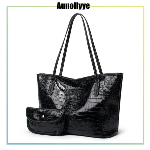 

shoulder bags 2021 women's leather tote bag large capacity luxury designer crocodile texture female fashion purses and handbags