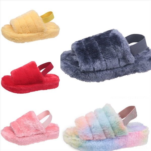 

gb6g comfortable new women slipper home slippers cotton winter fur house plush warm thick bottom non-slip couple asifn open toe furry, Black