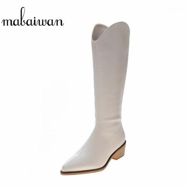 

mabaiwan knee high boots for women warm winter long motorcycle boots pointed toe med heel shoes cotton fabric female footwear1, Black