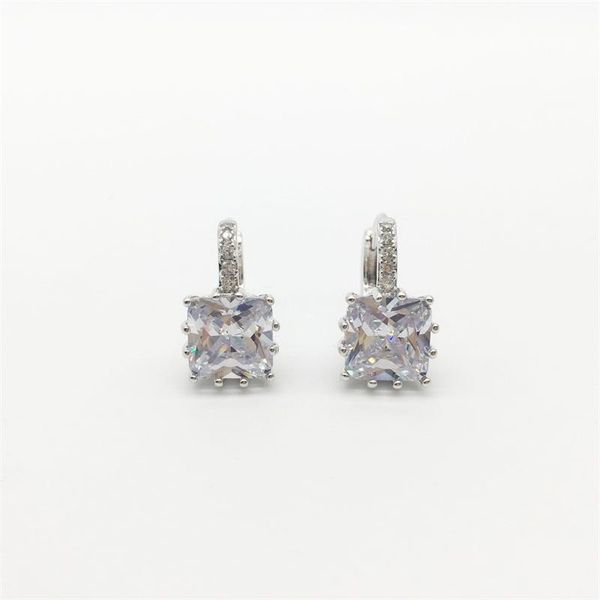 

silver-color cz zircon square earring for women fashion wedding earrings white colors jewelry, Golden;silver