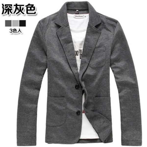 

godlike new autumn style men's casual trim suit knitted small suit/men's long-sleeved pure cotton color business casual suit, White;black