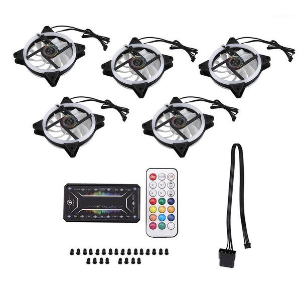 

fans & coolings computer pc case fan rgb adjust led quiet remote cooler cooling (5pcs+1 controller)1